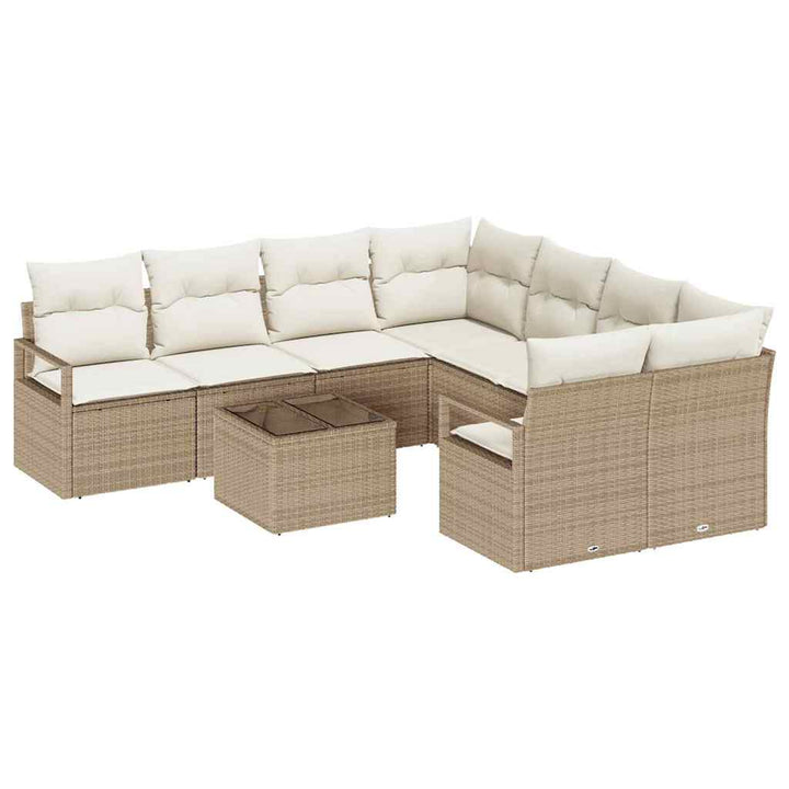 Sofa Sæt med pude 9 pcs Beige og creme polyrattan