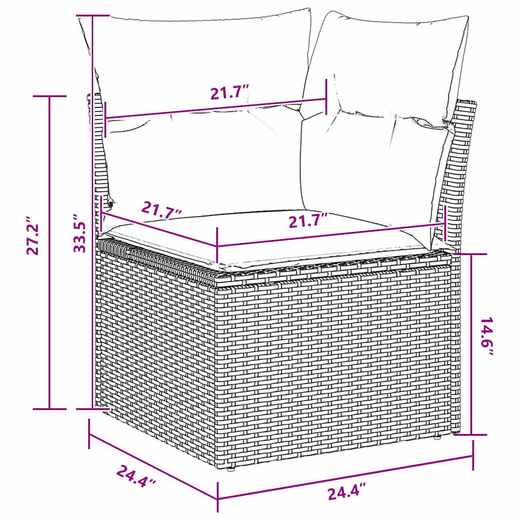 Sofa Sæt 9 stk. 8-Antal sæder Sort og turkis polyrattan