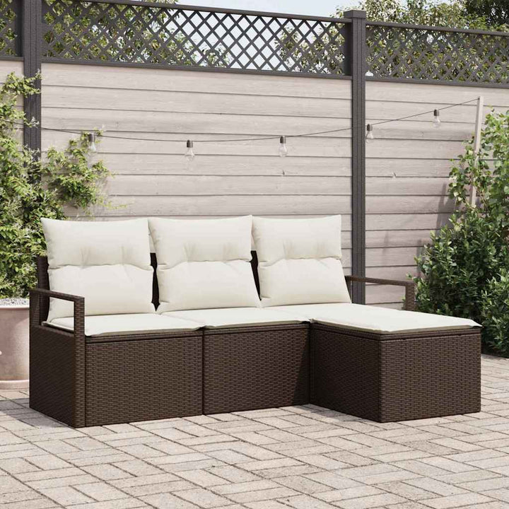 Sofa Sæt 4 pcs Brun polyrattan