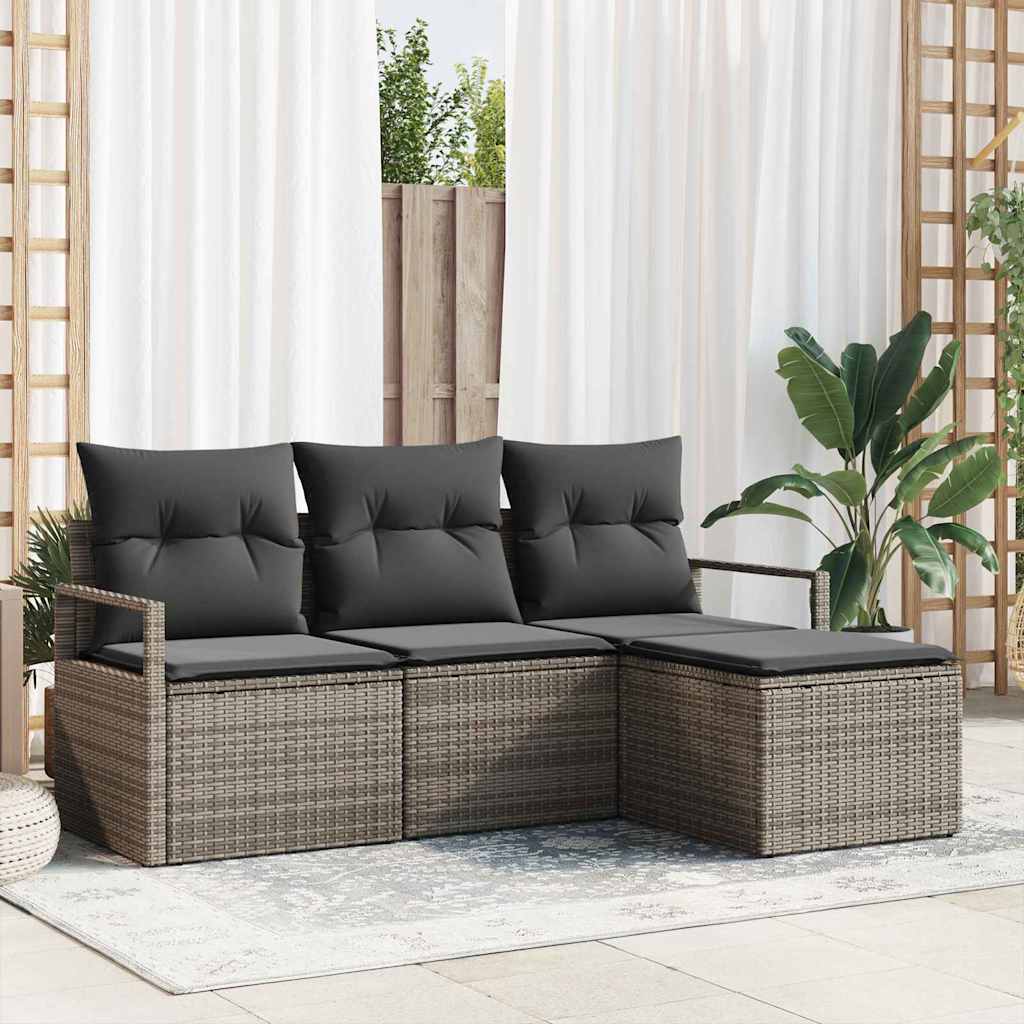 Sofa Sæt 4 pcs Grå polyrattan