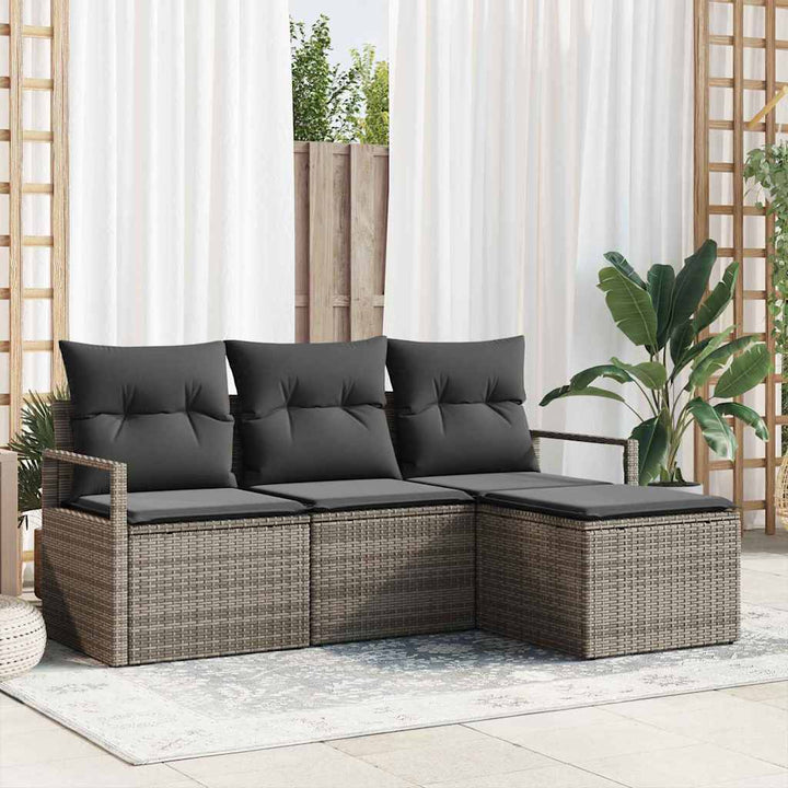 Sofa Sæt 4 pcs Grå polyrattan