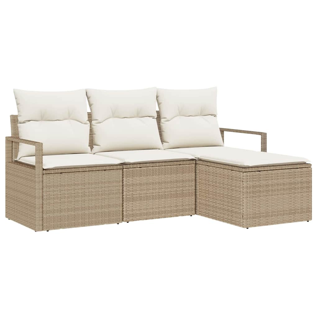 Sofa Sæt 4 pcs Beige polyrattan
