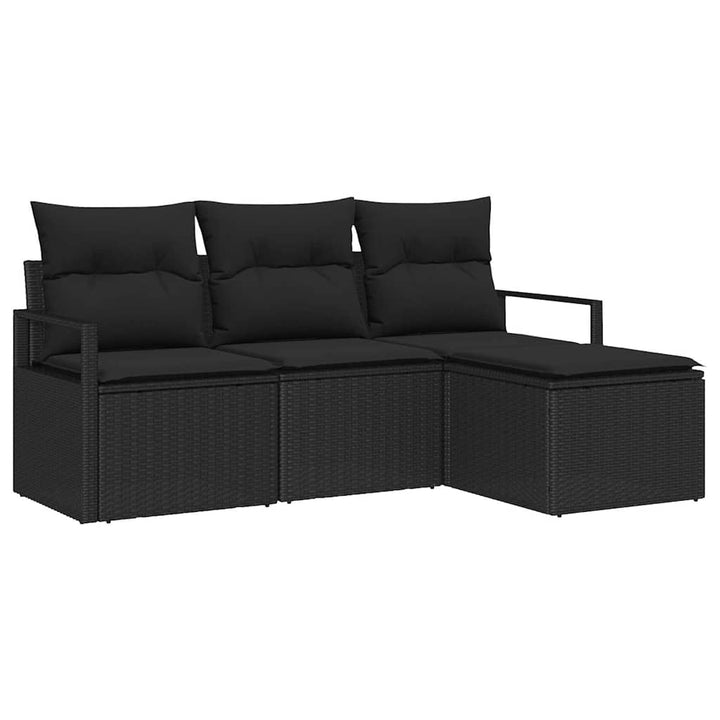Sofa Sæt 4 pcs Sort polyrattan