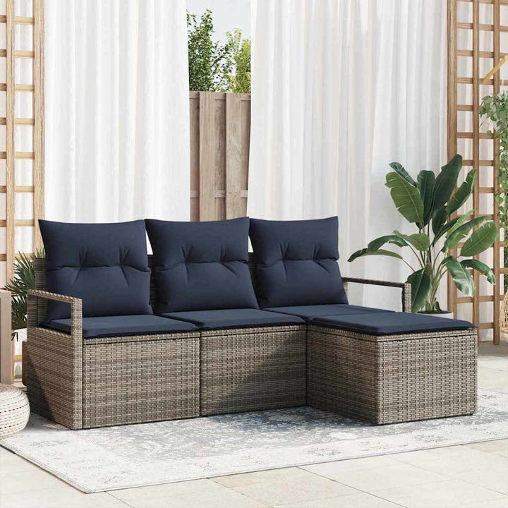 Sofa Sæt 4 pcs Grå polyrattan