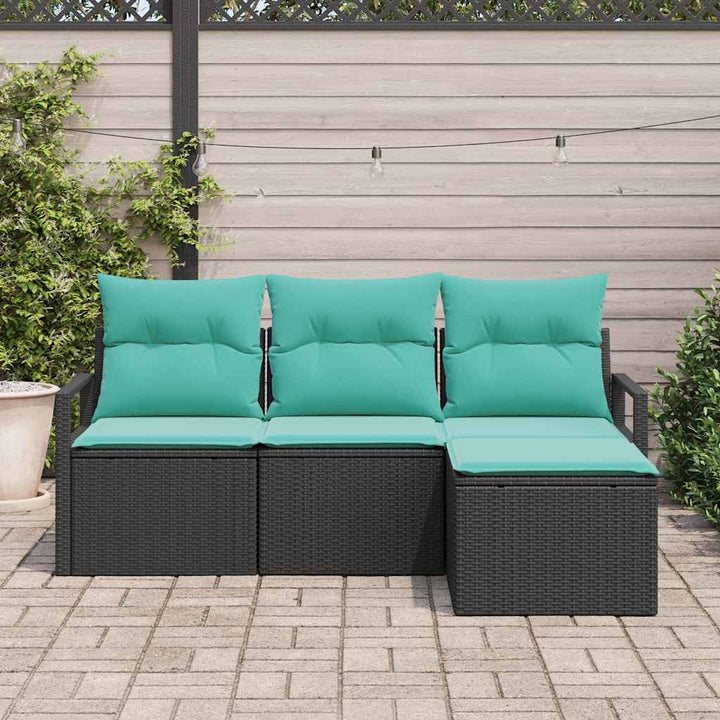 Sofa Sæt 4 pcs Sort polyrattan