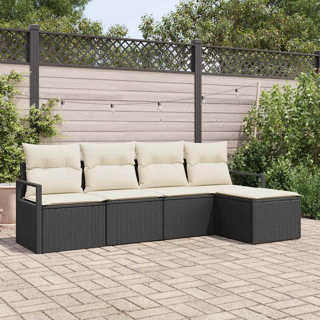 Sofa Sæt 5 pcs Sort polyrattan