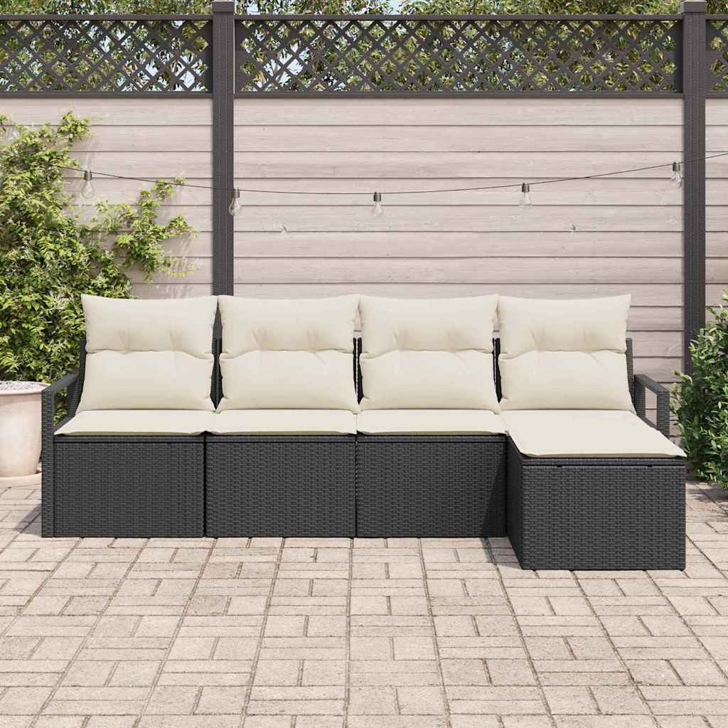 Sofa Sæt 5 pcs Sort polyrattan