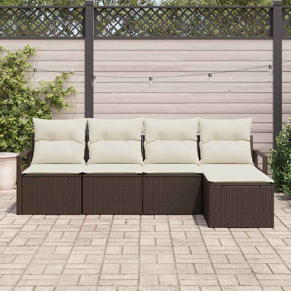 Sofa Sæt 5 pcs Brun polyrattan