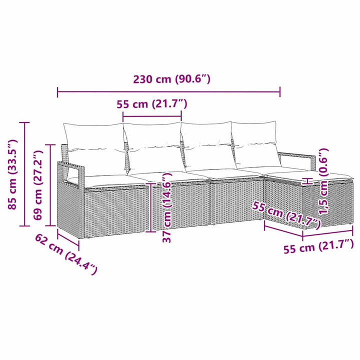 Sofa Sæt 5 pcs Grå polyrattan