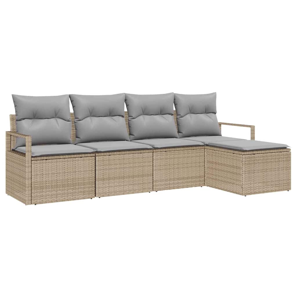 Sofa Sæt med pude 5 pcs Beige polyrattan