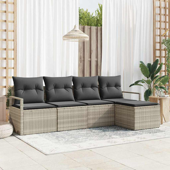 Sofa Sæt med pude 5 pcs Lysegrå polyrattan