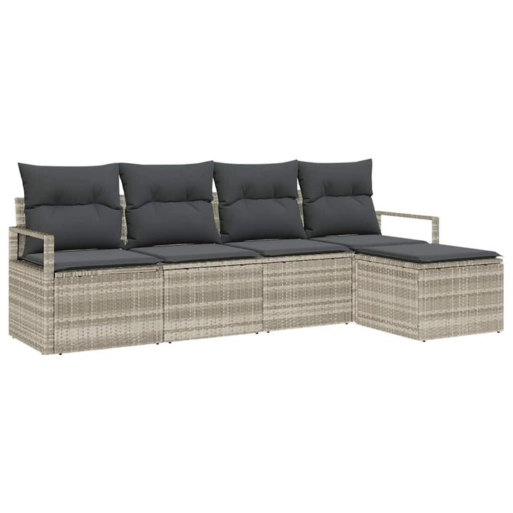 Sofa Sæt med pude 5 pcs Lysegrå polyrattan