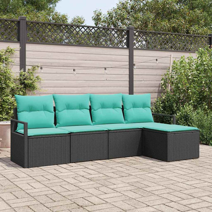 Sofa Sæt 5 pcs Sort polyrattan