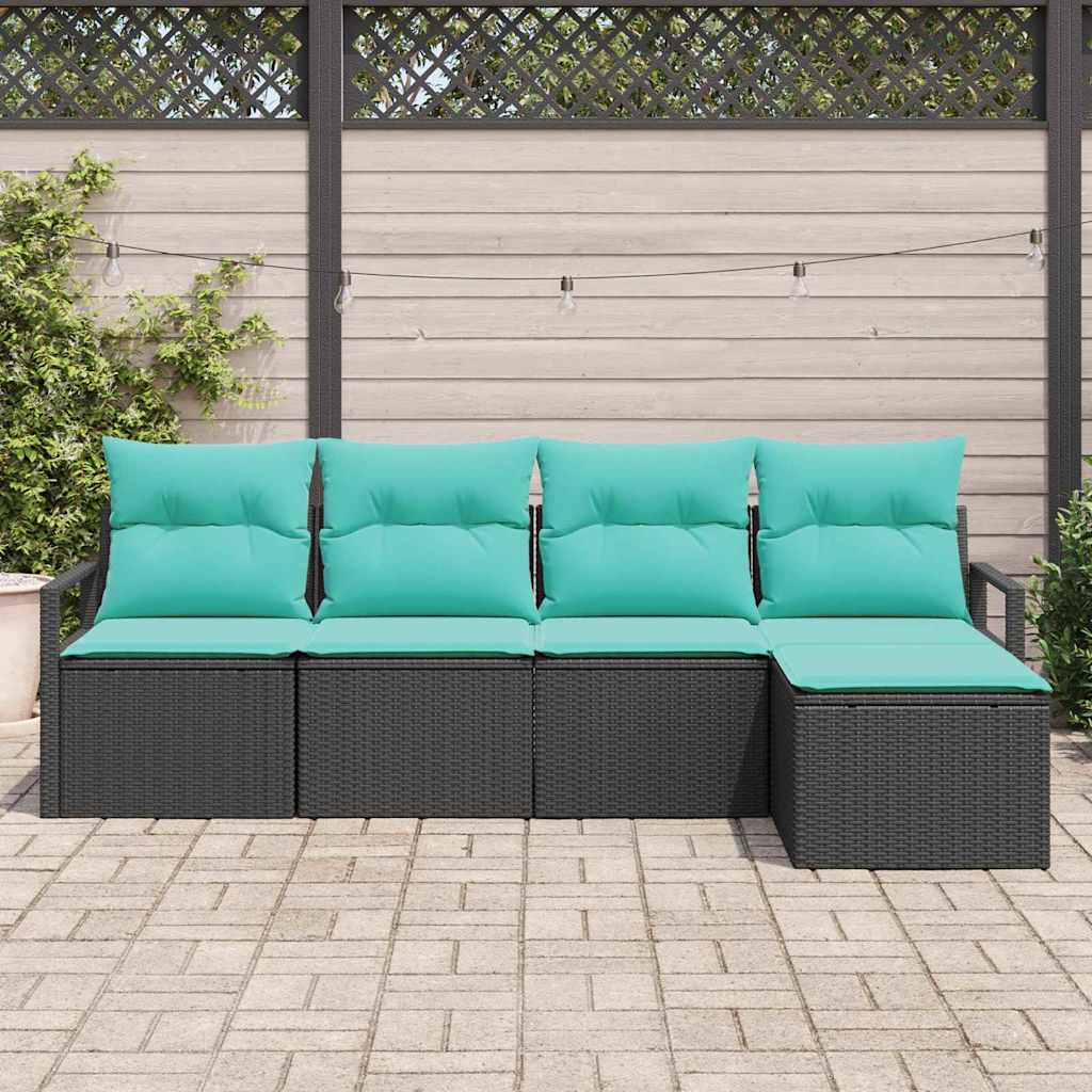 Sofa Sæt 5 pcs Sort polyrattan