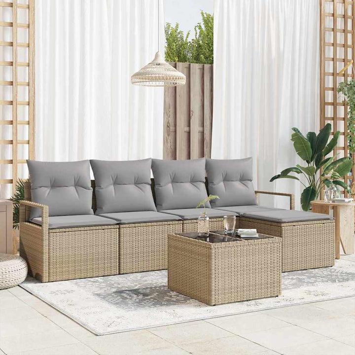 Sofa Sæt med pude 6 pcs Beige polyrattan