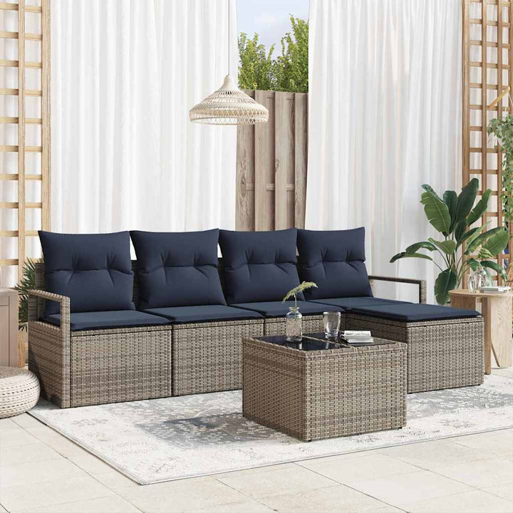 Sofa Sæt med pude 6 pcs Grå polyrattan