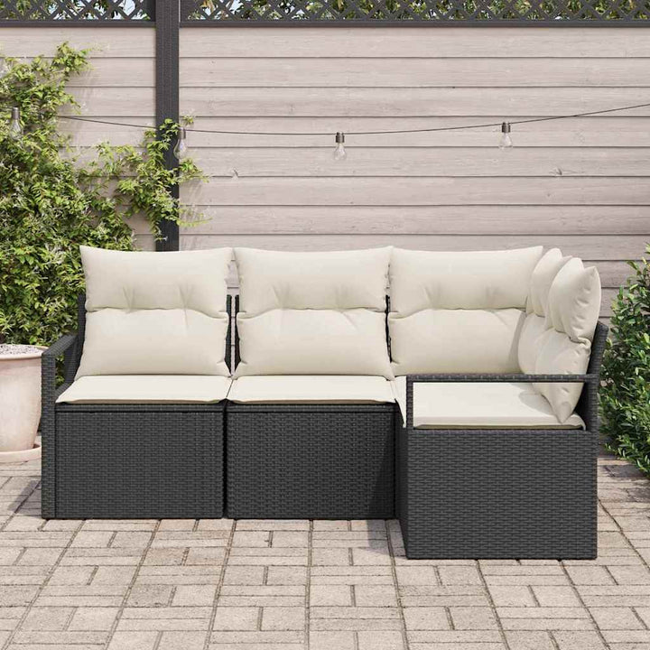 Sofa Sæt 4 stk. Sort polyrattan