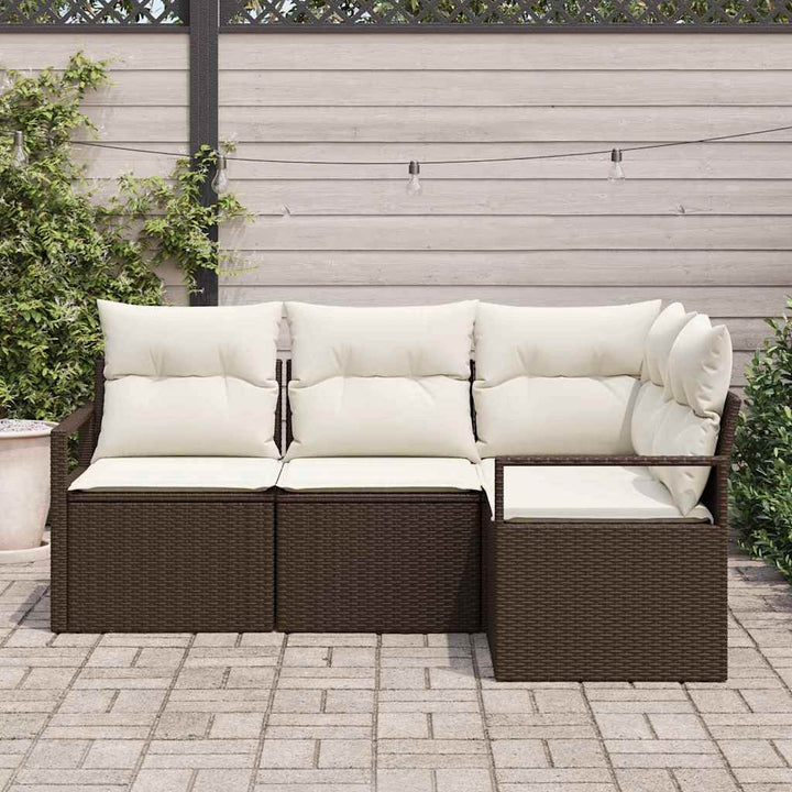 Sofa Sæt 4 pcs Brun polyrattan