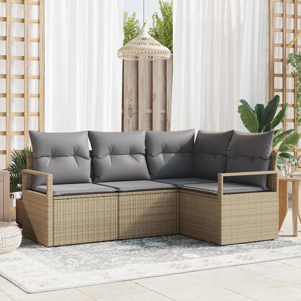 Sofa Sæt 4 pcs Beige polyrattan