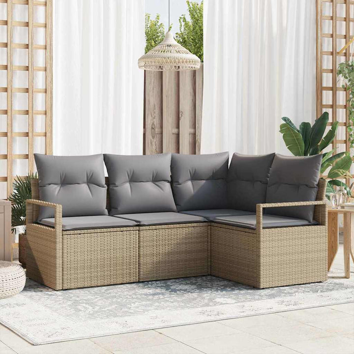 Sofa Sæt 4 pcs Beige polyrattan