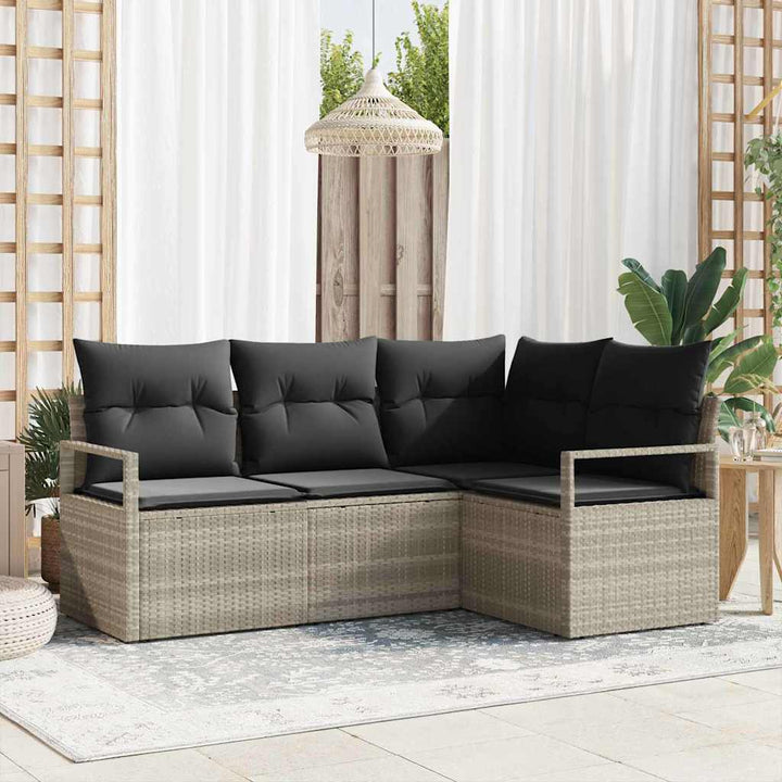 Sofa Sæt 4 pcs Lysegrå polyrattan