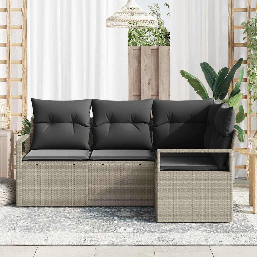 Sofa Sæt 4 pcs Lysegrå polyrattan