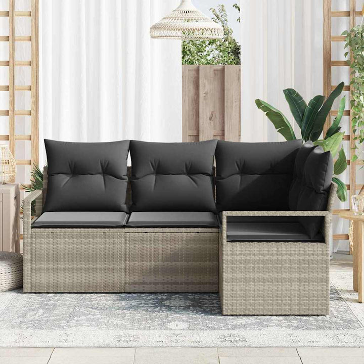 Sofa Sæt 4 pcs Lysegrå polyrattan