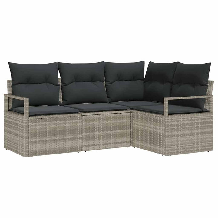 Sofa Sæt 4 pcs Lysegrå polyrattan
