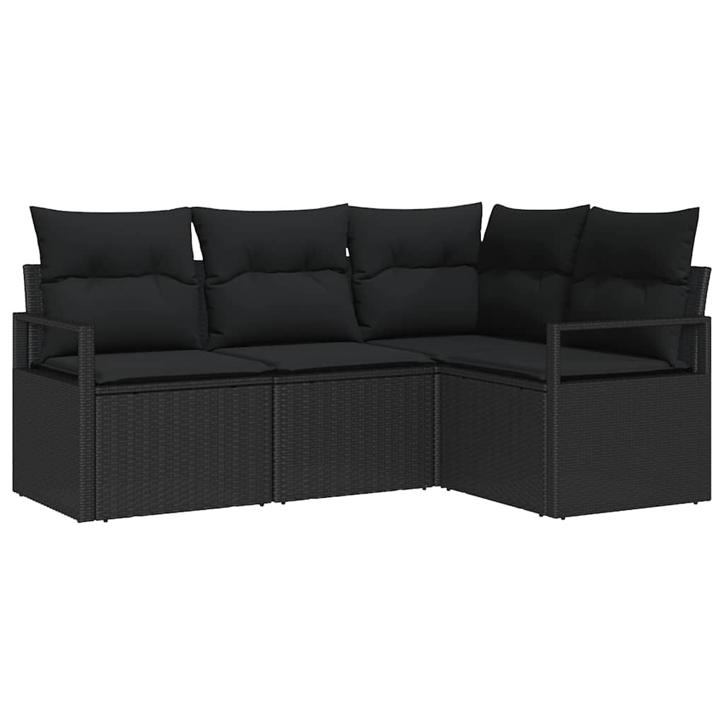 Sofa Sæt 4 pcs Sort polyrattan