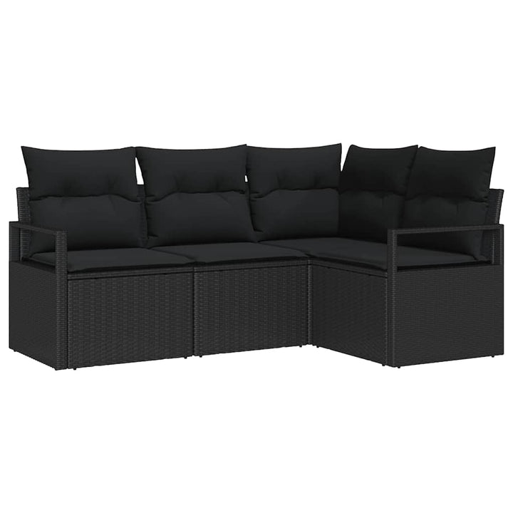 Sofa Sæt 4 pcs Sort polyrattan