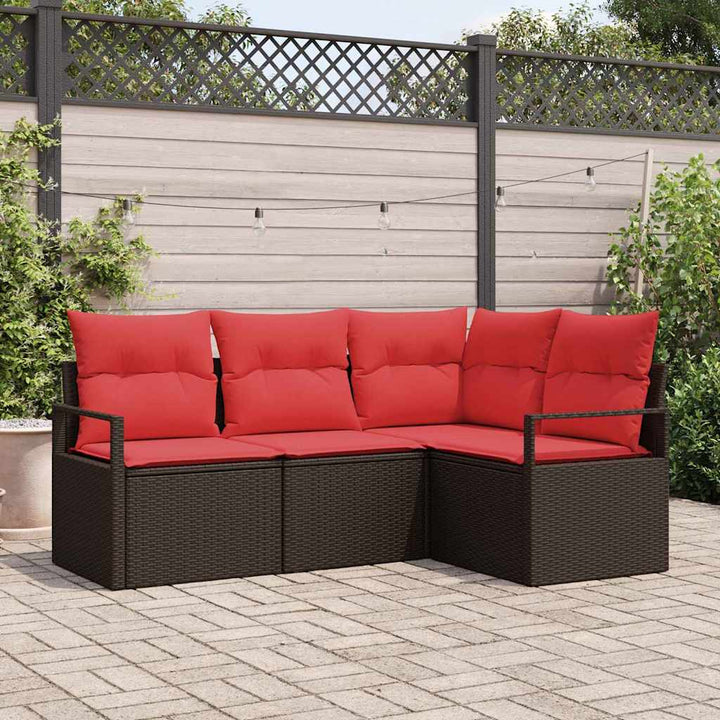Sofa Sæt 4 pcs Brun polyrattan