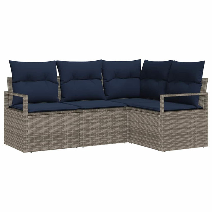 Sofa Sæt med pude 4 pcs Grå polyrattan