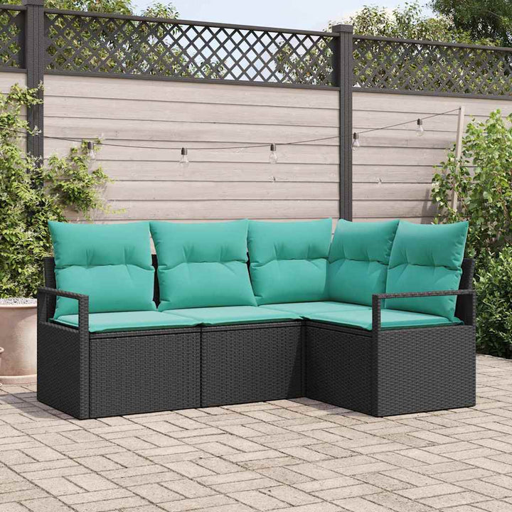 Sofa Sæt 4 pcs Sort polyrattan