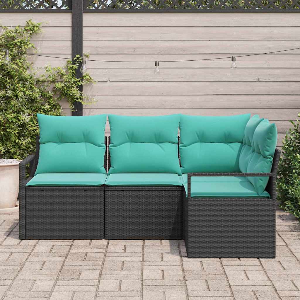 Sofa Sæt 4 pcs Sort polyrattan