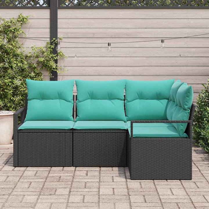 Sofa Sæt 4 pcs Sort polyrattan