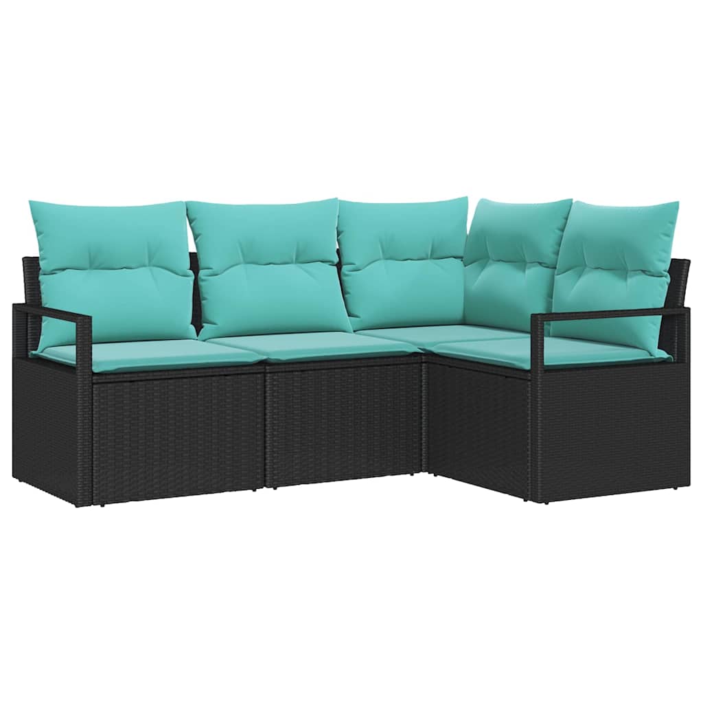 Sofa Sæt 4 pcs Sort polyrattan