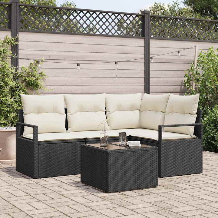 Sofa Sæt 5 stk. Sort polyrattan