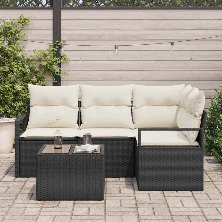 Sofa Sæt 5 stk. Sort polyrattan