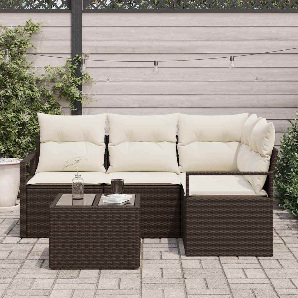 Sofa Sæt 5 pcs Brun polyrattan