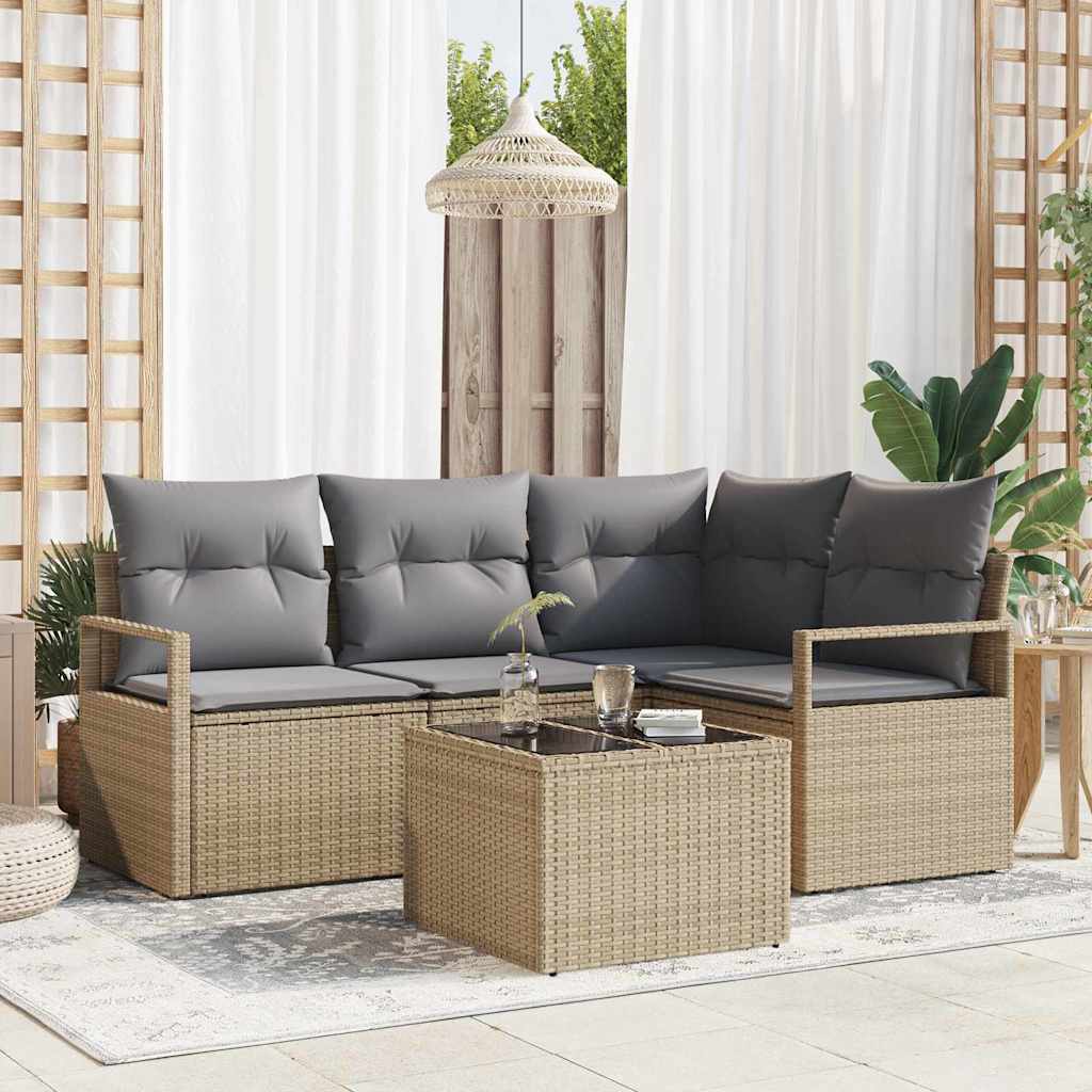 Sofa Sæt 5 pcs Beige polyrattan