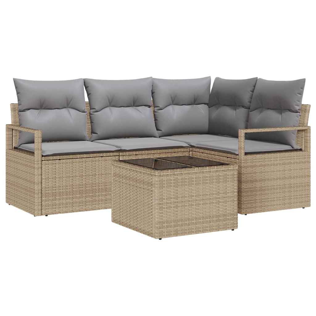 Sofa Sæt 5 pcs Beige polyrattan