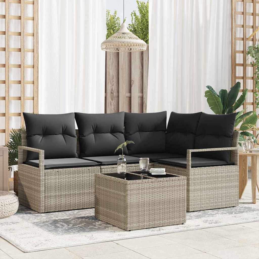 Sofa Sæt 5 pcs Lysegrå polyrattan