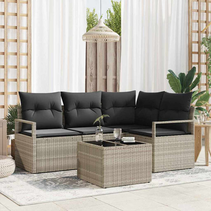 Sofa Sæt 5 pcs Lysegrå polyrattan