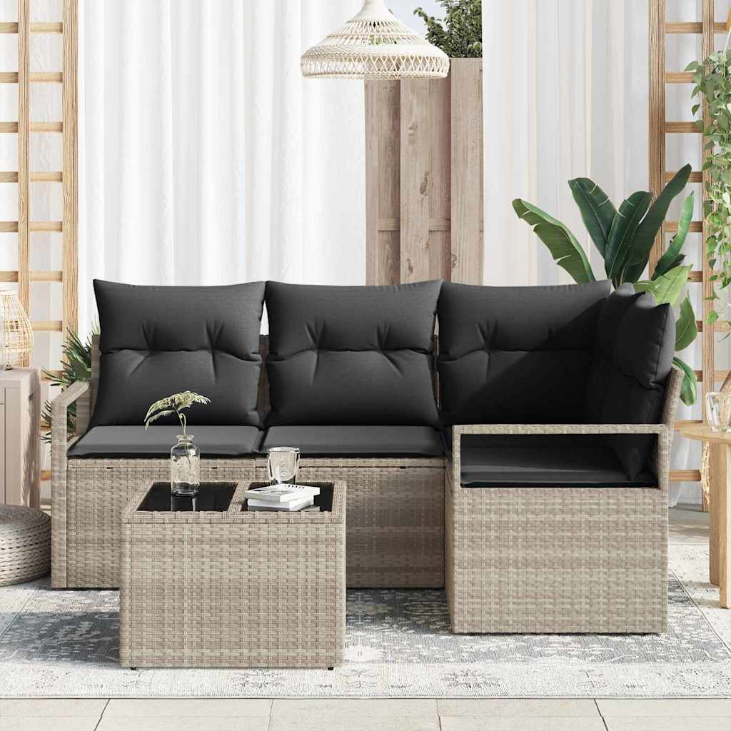 Sofa Sæt 5 pcs Lysegrå polyrattan