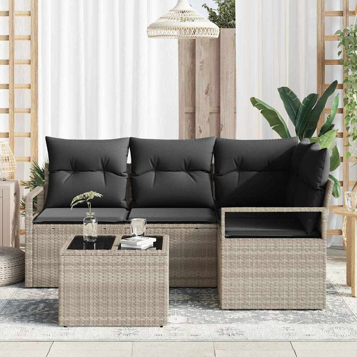 Sofa Sæt 5 pcs Lysegrå polyrattan