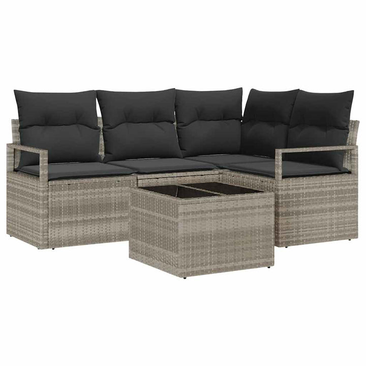 Sofa Sæt 5 pcs Lysegrå polyrattan