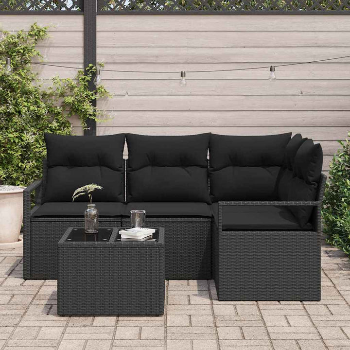Sofa Sæt 5 pcs Sort polyrattan