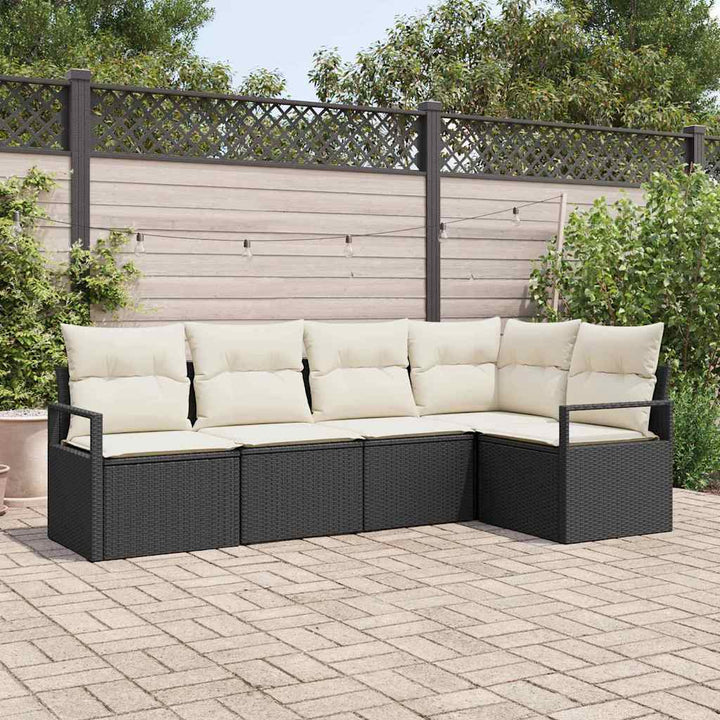 Sofa Sæt 5 stk. Sort polyrattan