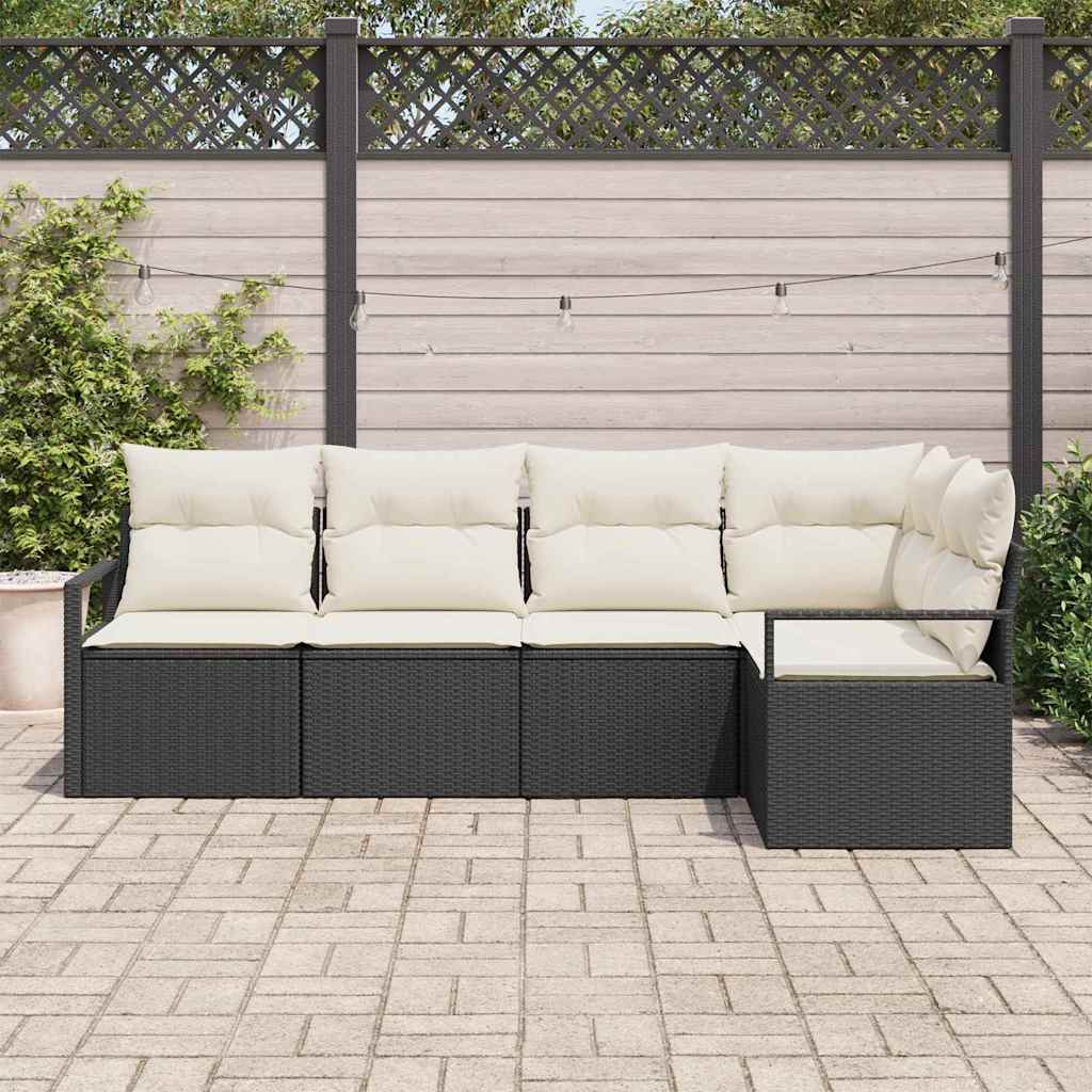 Sofa Sæt 5 stk. Sort polyrattan