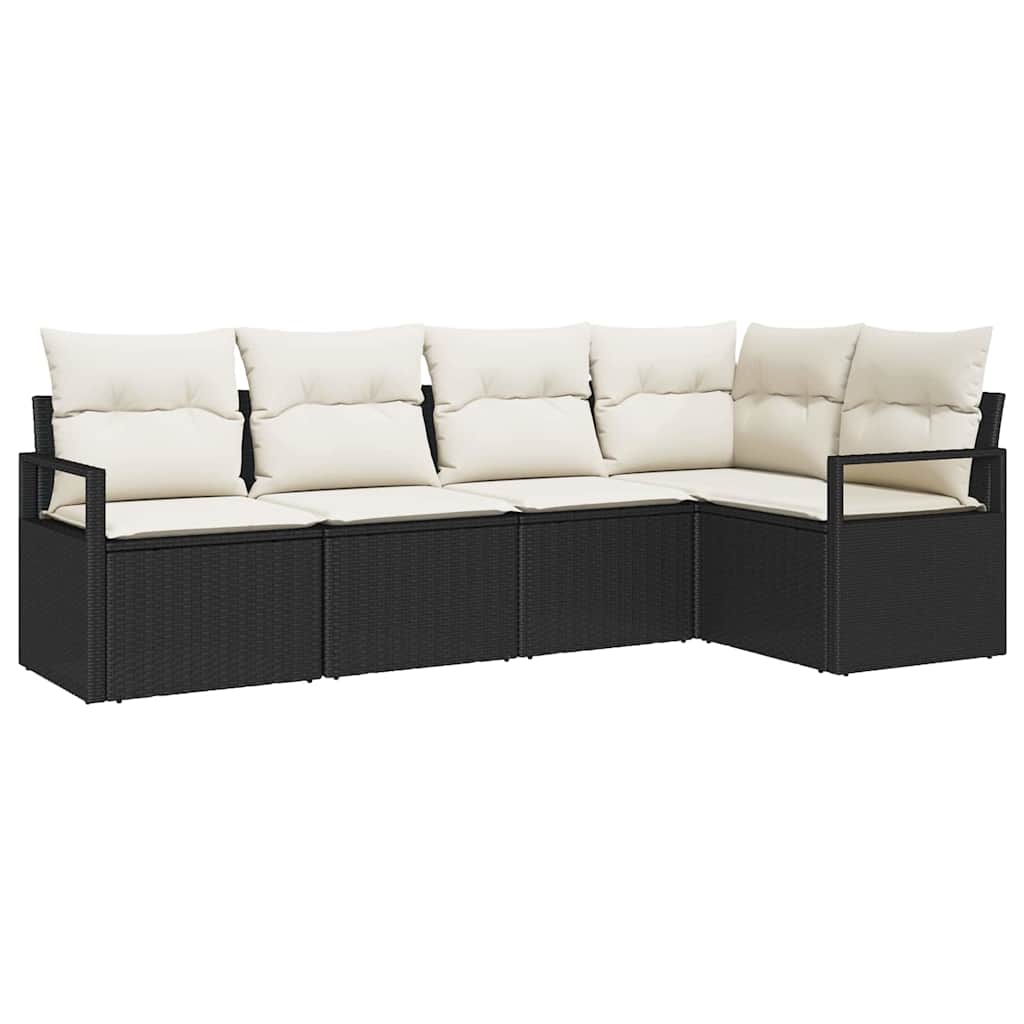 Sofa Sæt 5 stk. Sort polyrattan